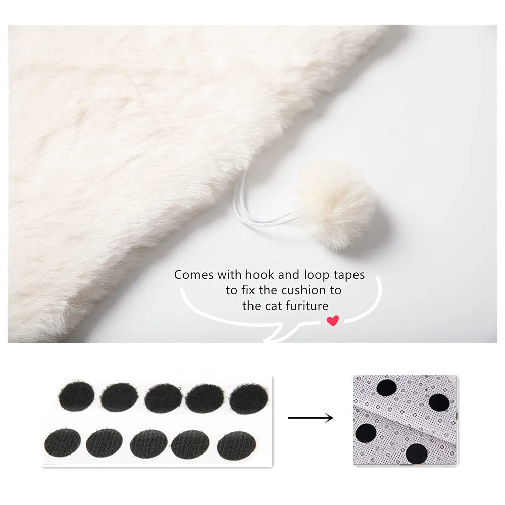 SHENGOCASE 2-Pack 10.6"x10.6" Square Faux Rabbit Fur Cat Dog Bed Cushion Pad Mat, Cat Tree Tower Replacement Cushion Pad for Window Perch Carrier House Cage Crate Kennel Furniture
